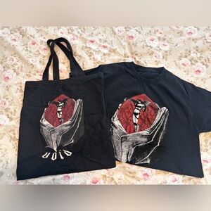 Black Graphic Tee and Tote Set from Sarai Nissan